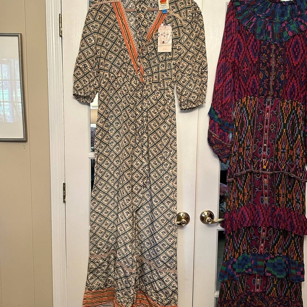 FARM Rio Geometric Pattern Jumpsuit - Green and Pink - Picture 8 of 10